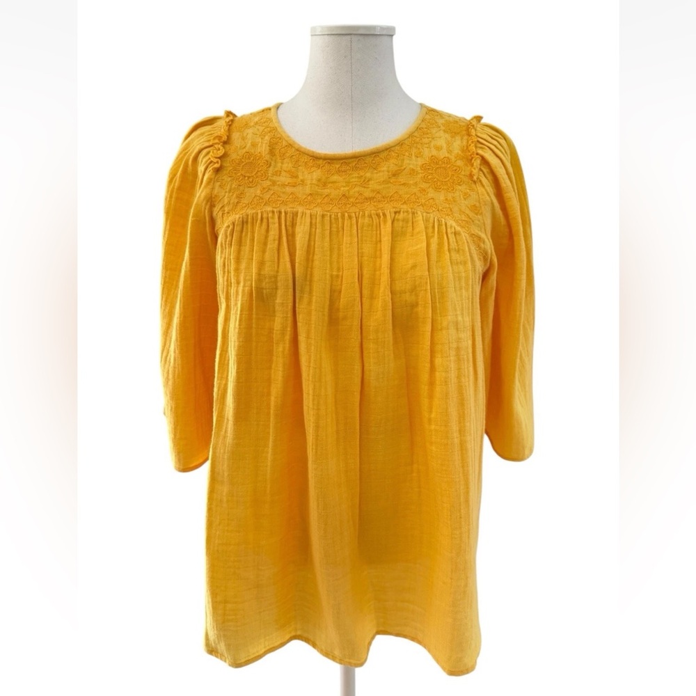 Roller Rabbit Embroidered Boho Blouse Sz 1 Burn Orange